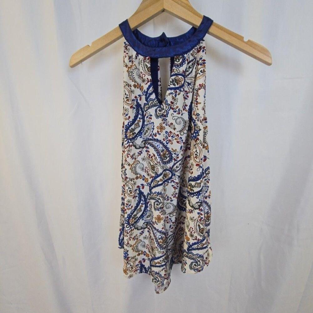 Knapp Studio Tank Top Womens Large Multicolor Paisley Halter Sleeveless Keyhole